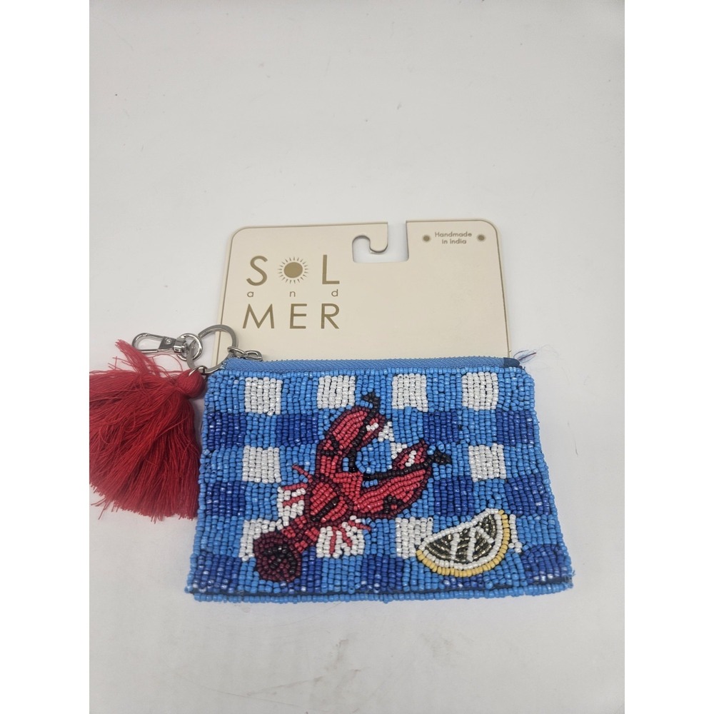 New Release Sol and Mer Lobster Beaded Zippered Travel Pouch Wallet